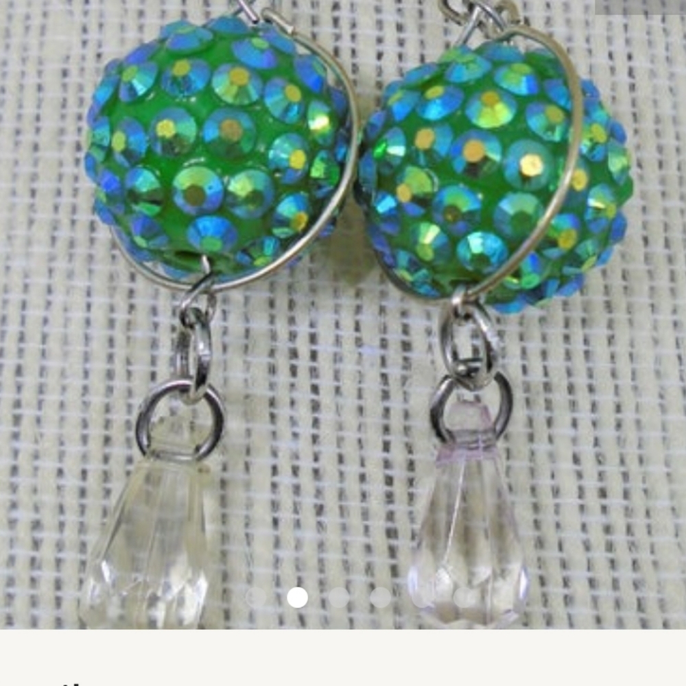 Multicolored Crystal Beaded Dangling Earrings. - image 2